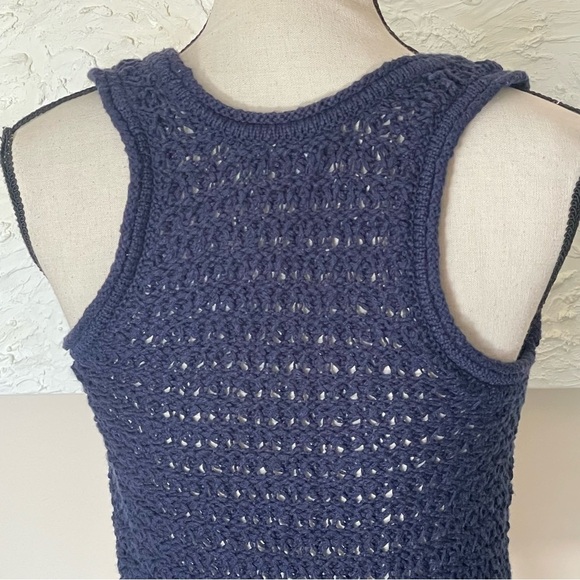 Aerie Tank Top Navy Blue Crochet Knit Cotton Blend Women's Sz S NWT - Picture 7 of 7